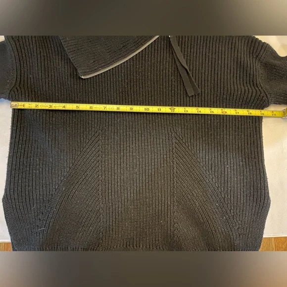 AllSaints black zip funnel neck wool blend sweater - Picture 6 of 10